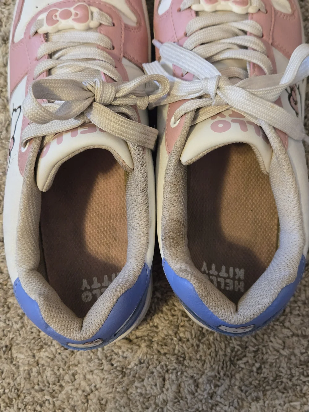 Hello Kitty Pink and White Lace-Up Sneakers with Bow Accent